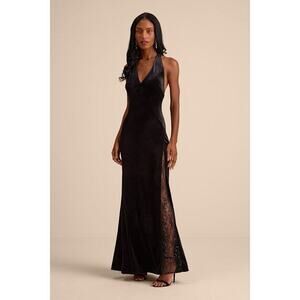 Lulus Calisto Black Velvet Halter Mermaid Maxi Dress - Size S